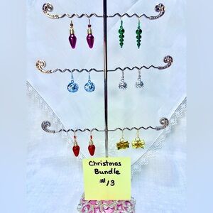 Handcrafted Christmas Gift Earrings Bundle 6 Colors & Styles Nostalgic Colorful